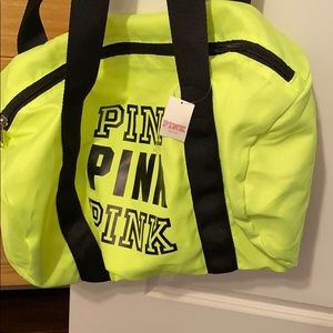 Pink duffle bag